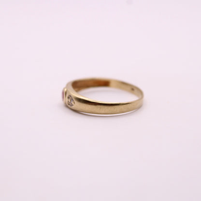 Ruby & Diamond Hearts Band Ring