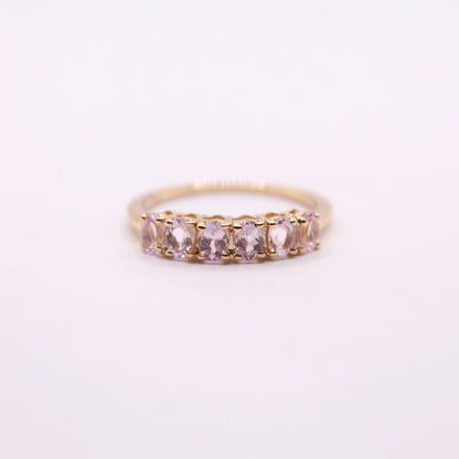 Pink Topaz Row Ring