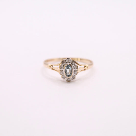 Aquamarine & Diamond Cluster Ring