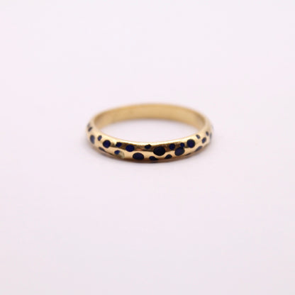 Blue Enamel Leopard Ring