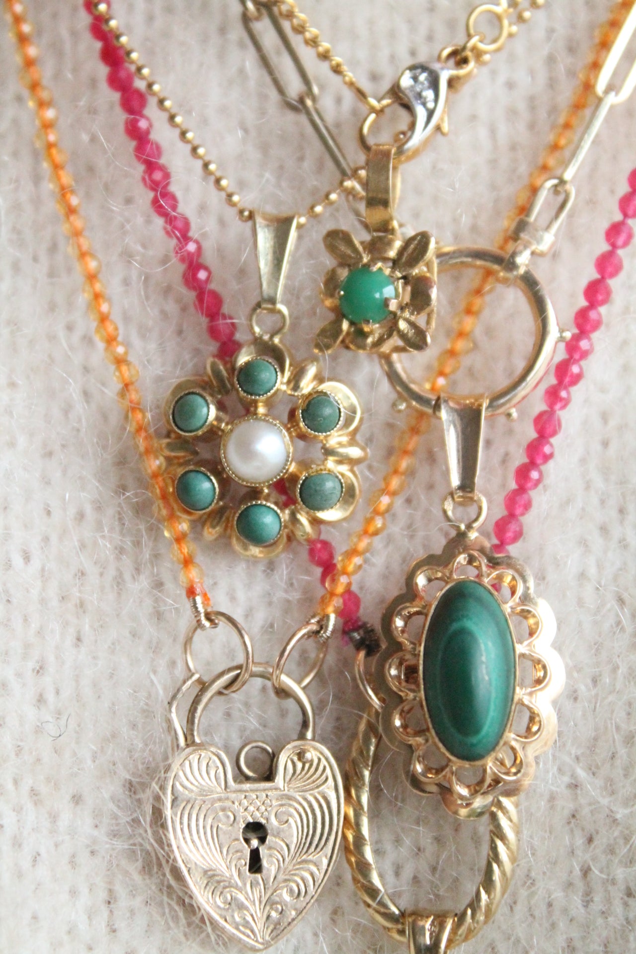 Turquoise & Pearl Flower Pendant