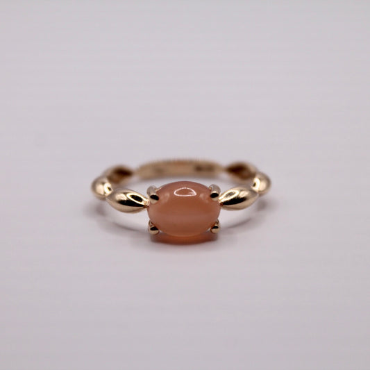 Peachy Carnelian Solitaire Ring
