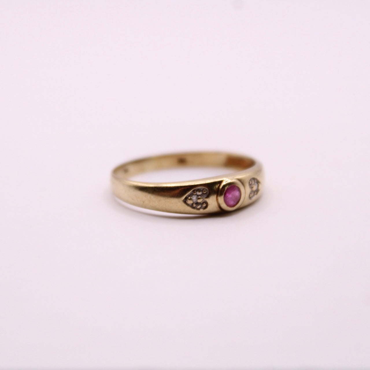 Ruby & Diamond Hearts Band Ring