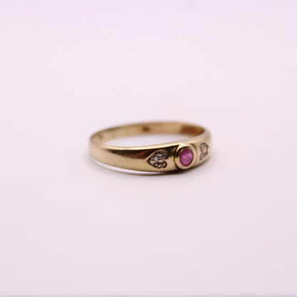 Ruby & Diamond Hearts Band Ring