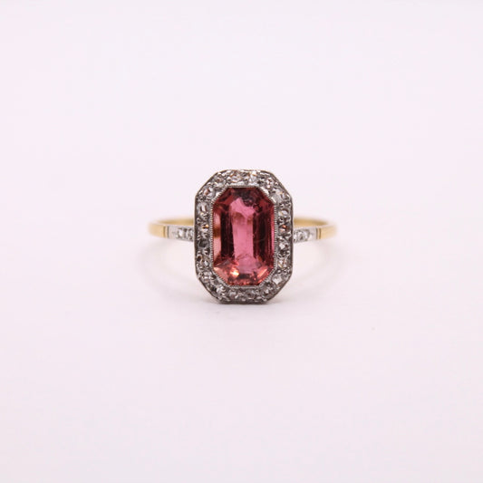 Antique Tourmaline & Rose Cut Diamonds Ring