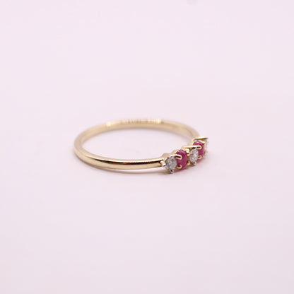 Cabochon Ruby & Canadian Diamond Row Ring