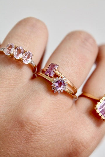 Pink Sapphire Cluster Ring