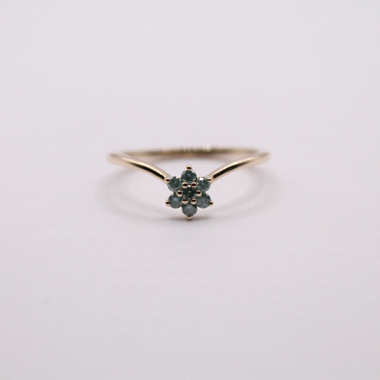Green Diamond Wishbone Ring