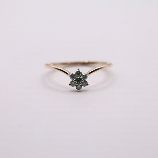 Green Diamond Wishbone Ring