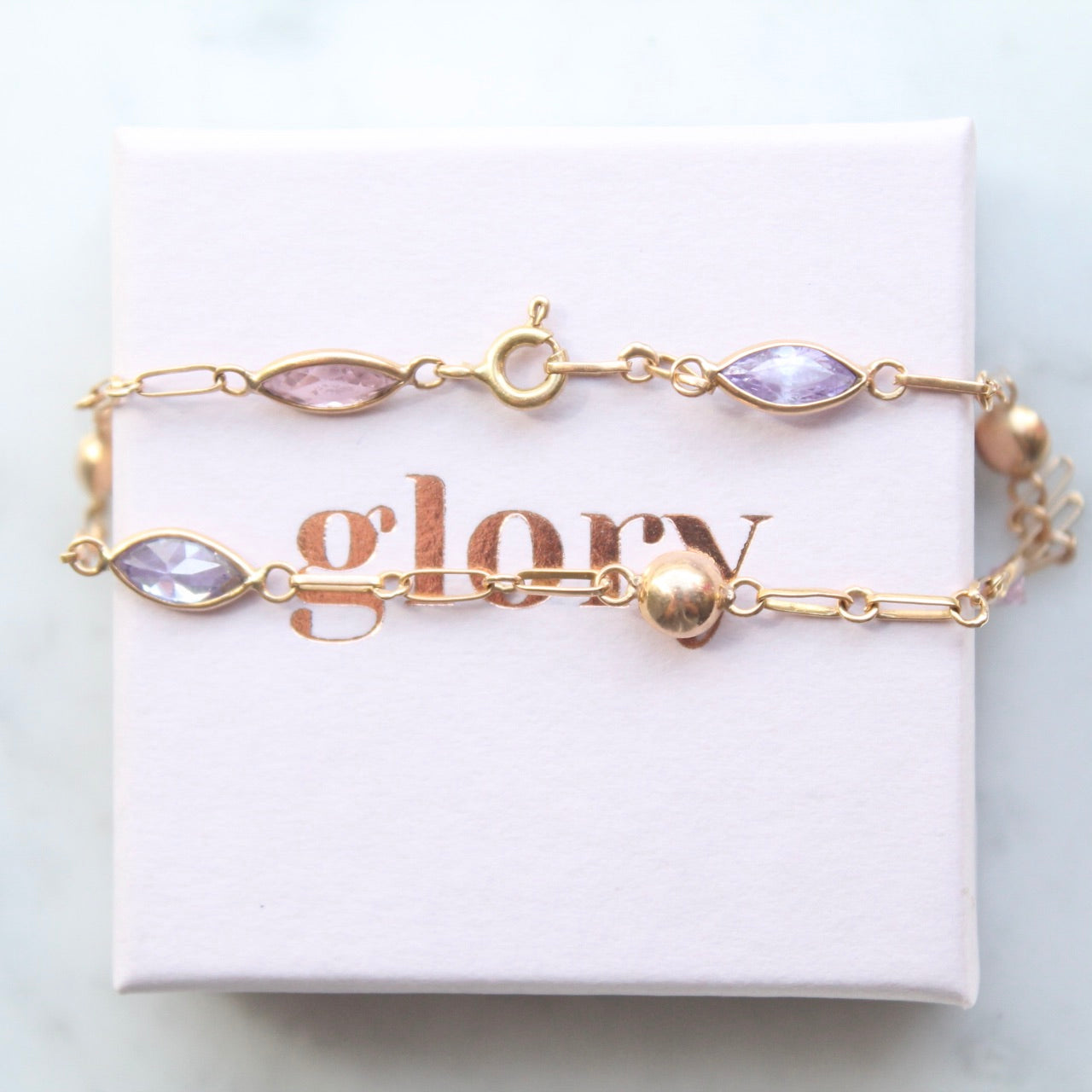 Rose & Lilac Sapphire Link Bracelet
