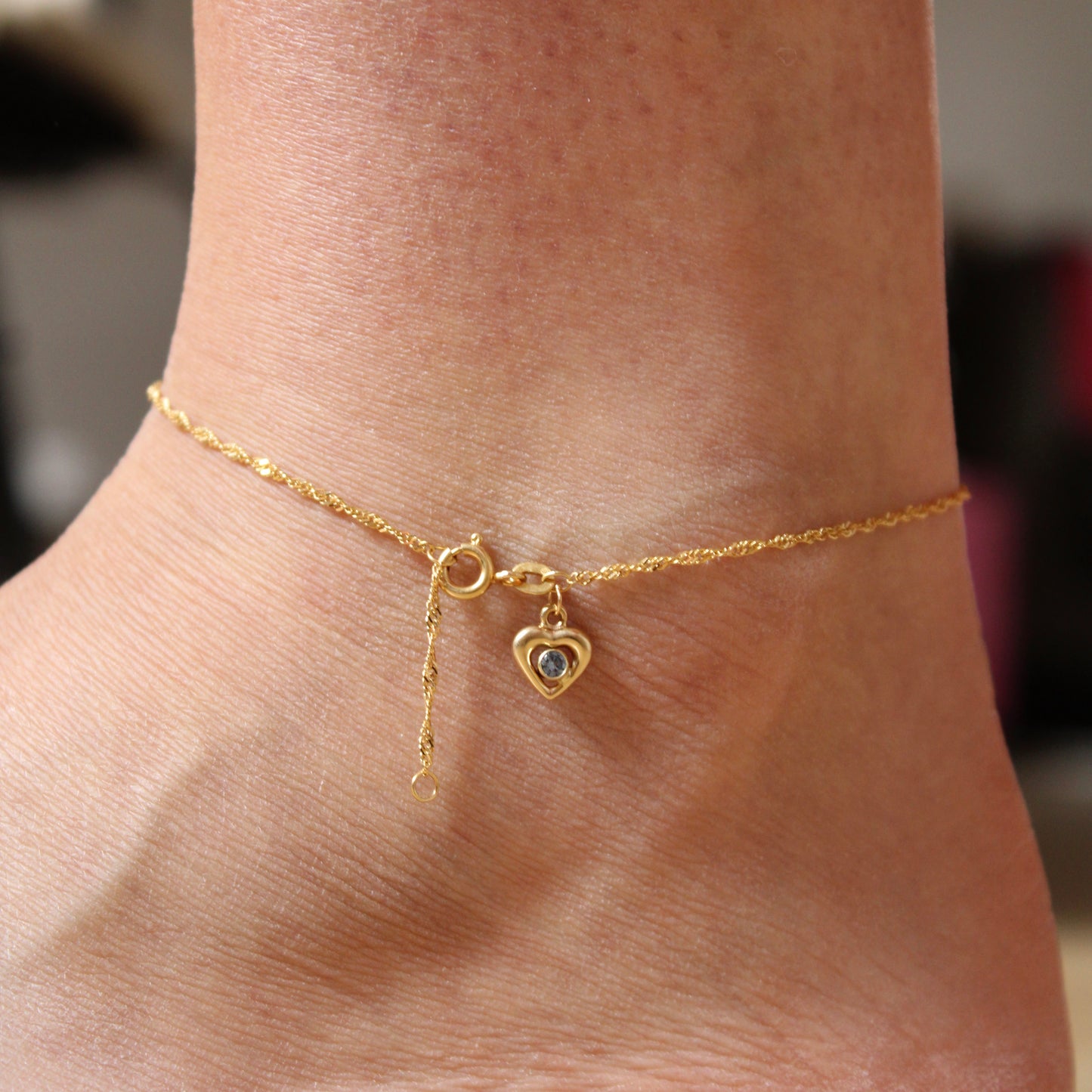 Blue Topaz Heart Anklet