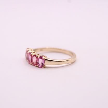 Padparadscha Sapphire Row Ring