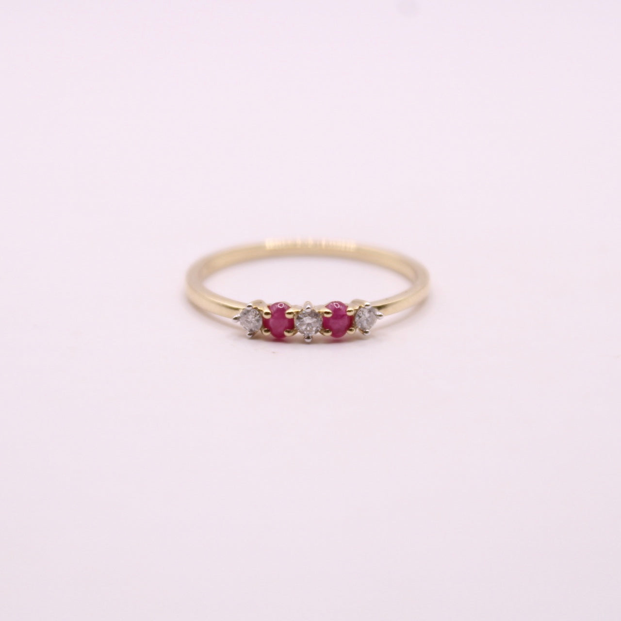 Cabochon Ruby & Canadian Diamond Row Ring