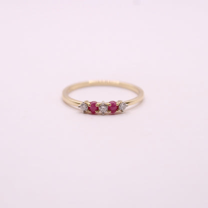 Cabochon Ruby & Canadian Diamond Row Ring
