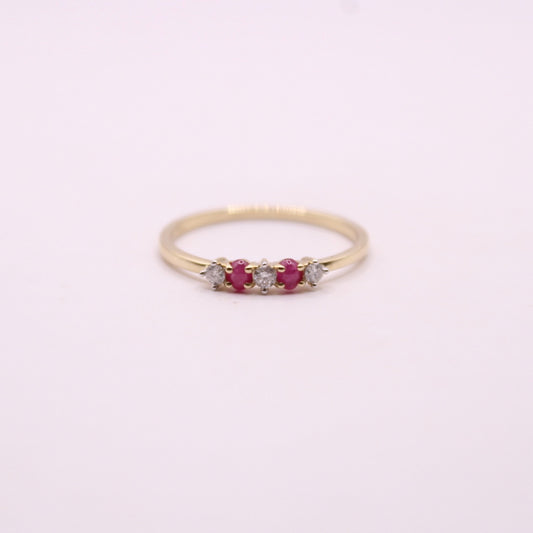 Cabochon Ruby & Canadian Diamond Row Ring