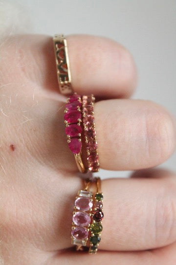 Pink Tourmaline Row Ring