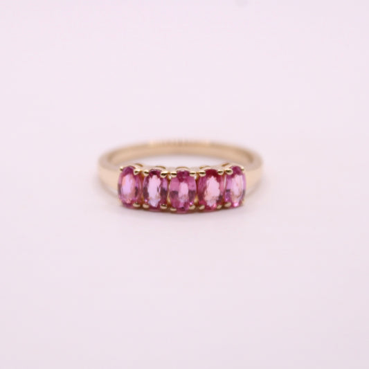 Padparadscha Sapphire Row Ring