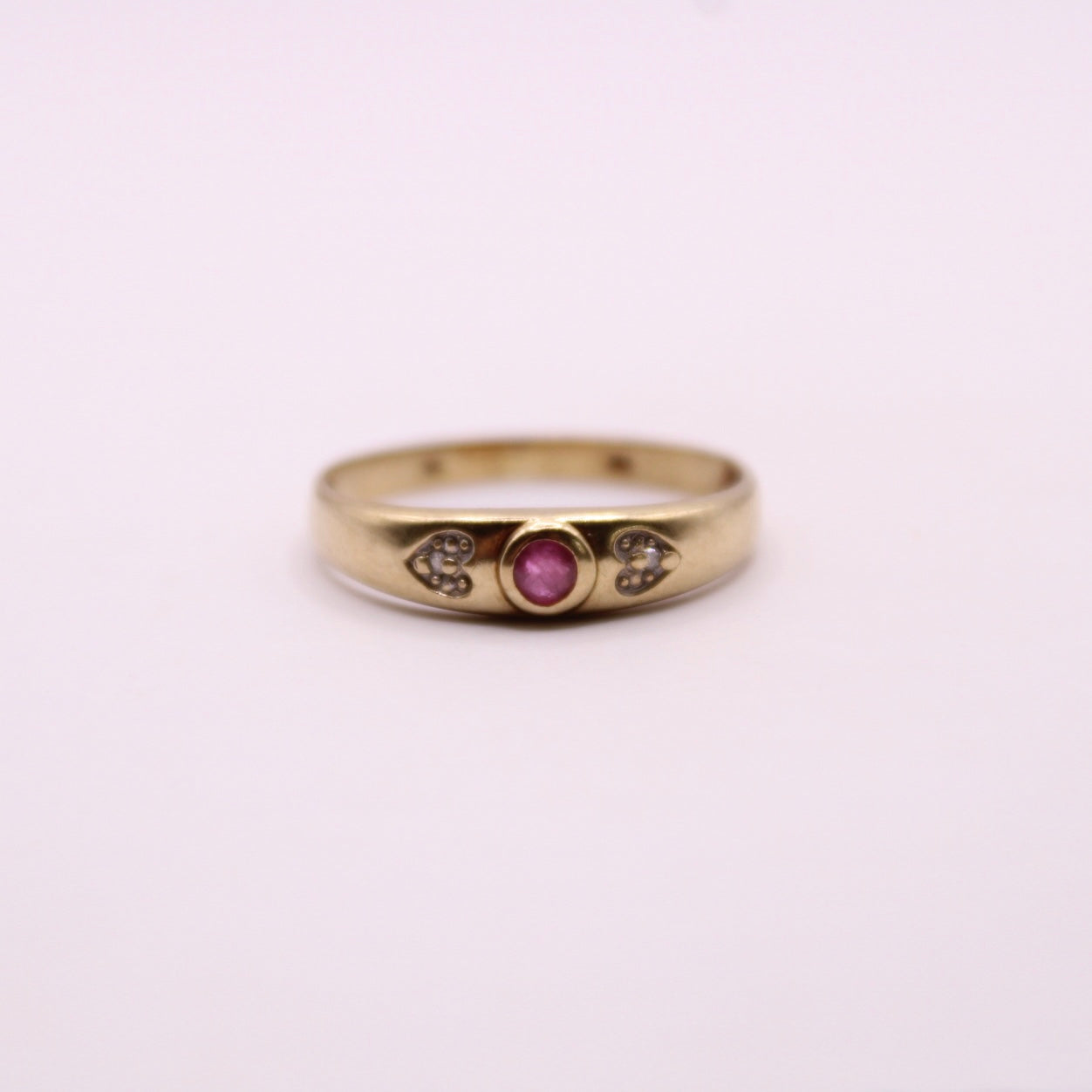 Ruby & Diamond Hearts Band Ring