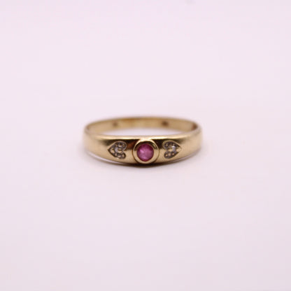 Ruby & Diamond Hearts Band Ring