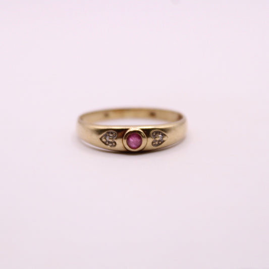Ruby & Diamond Hearts Band Ring