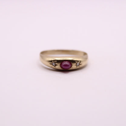 Ruby & Diamond Star Band Ring