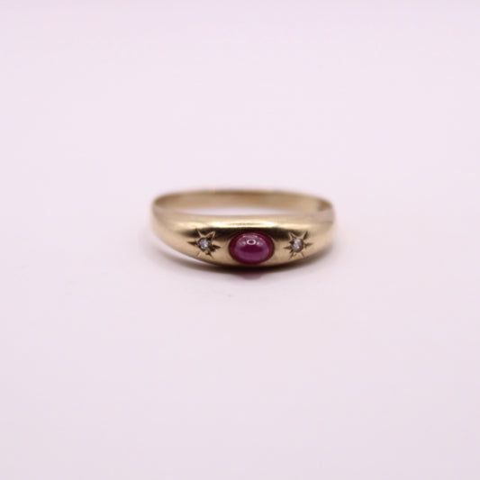 Ruby & Diamond Star Band Ring