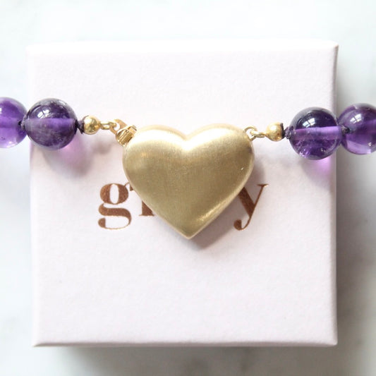 Heart Lock Amethyst Necklace