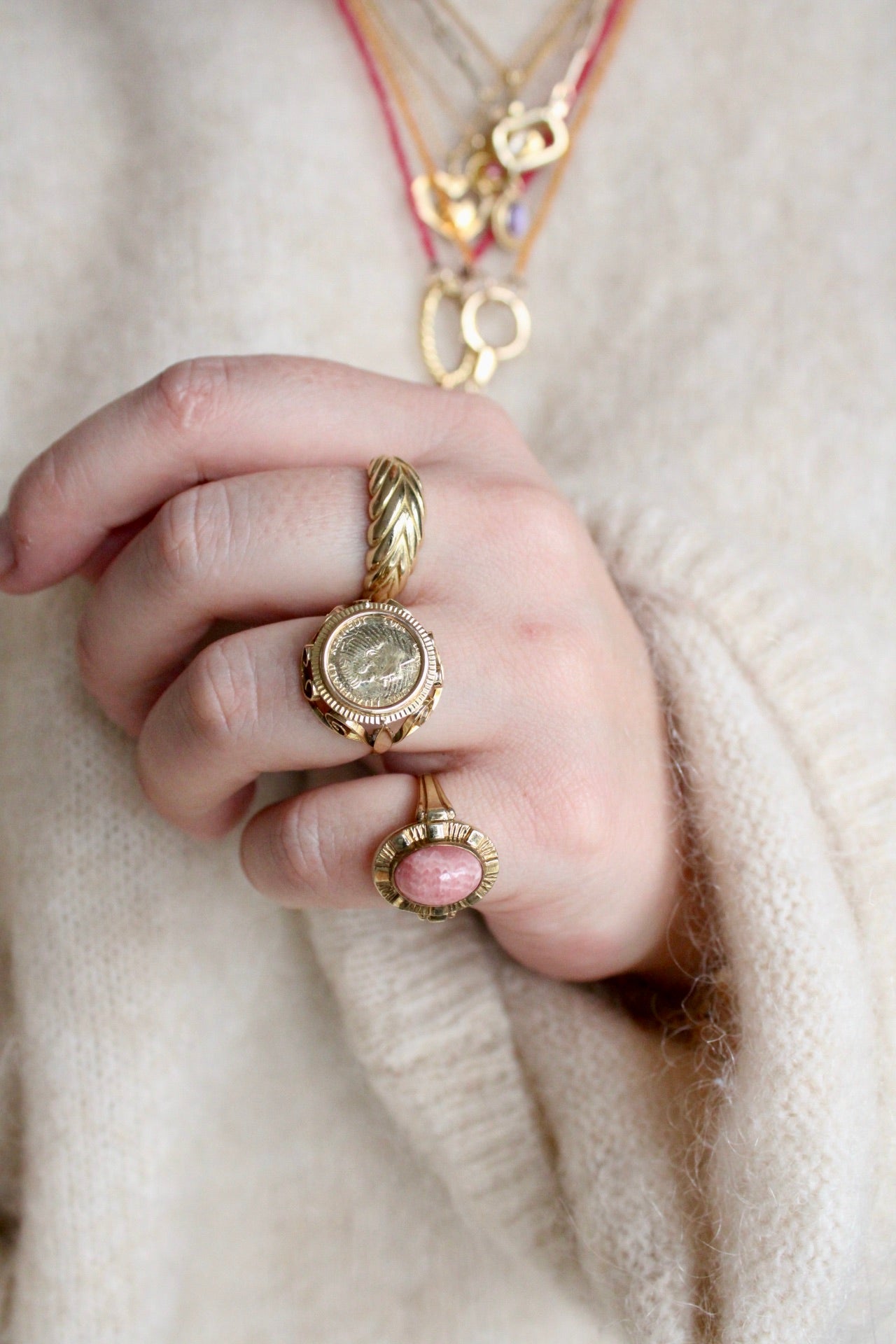 Rhodochrosite Statement Ring