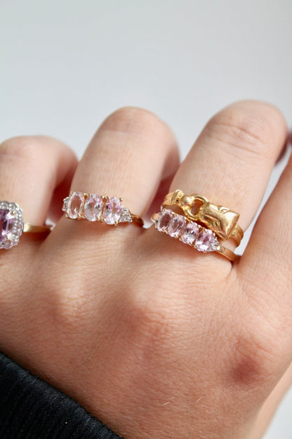 Pink Topaz Trilogy Ring