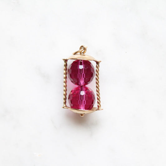 Pink Crystal Hourglass Pendant