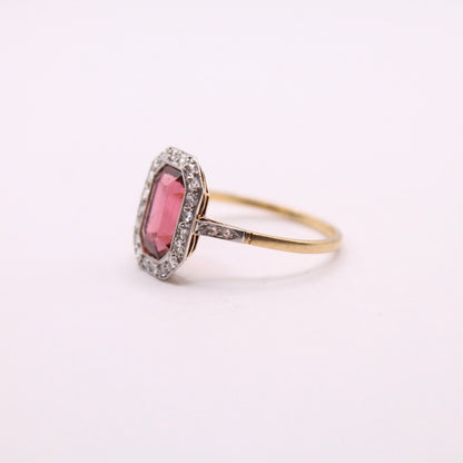 Antique Tourmaline & Rose Cut Diamonds Ring