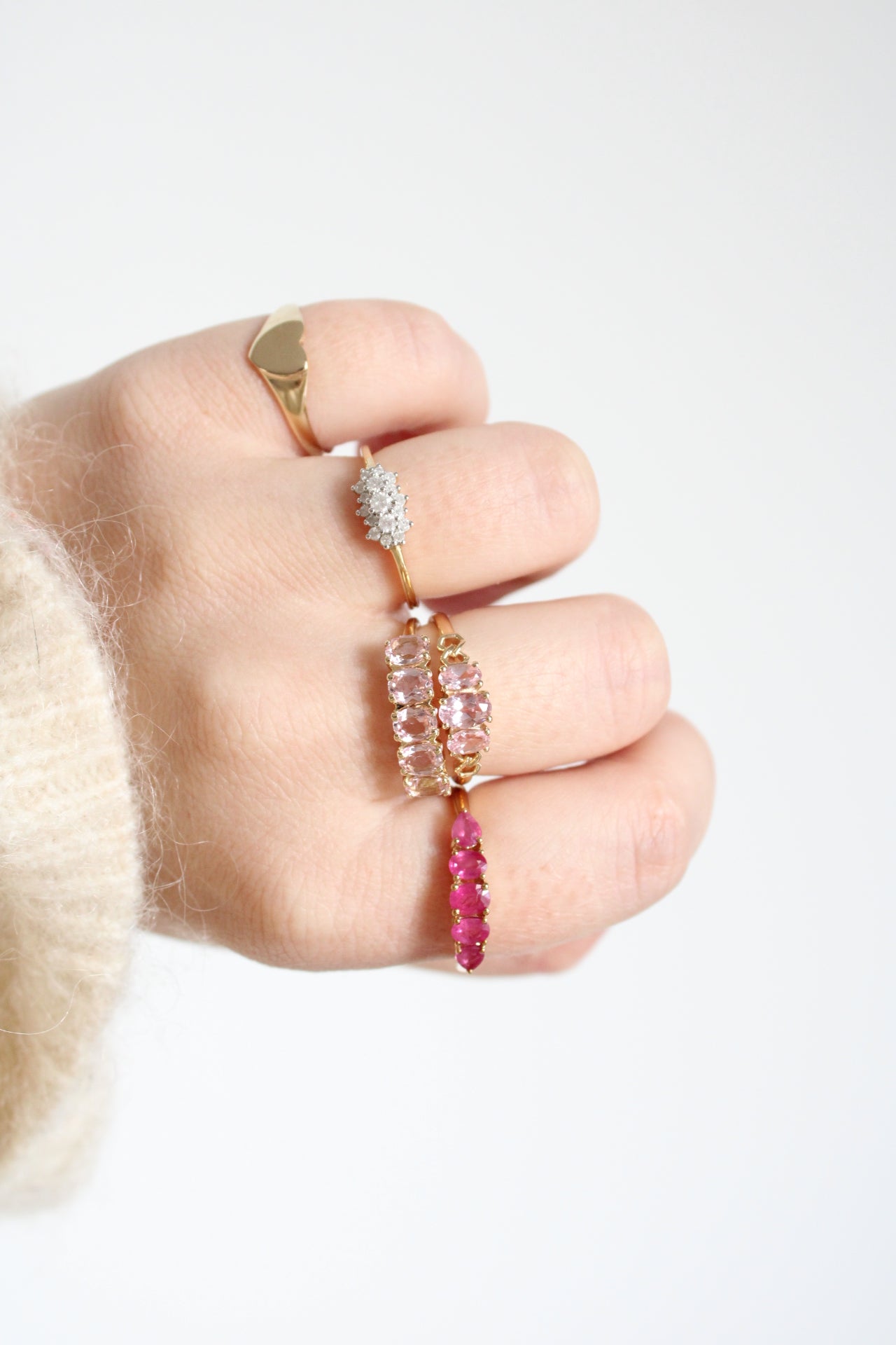 Pink Morganite Row Ring