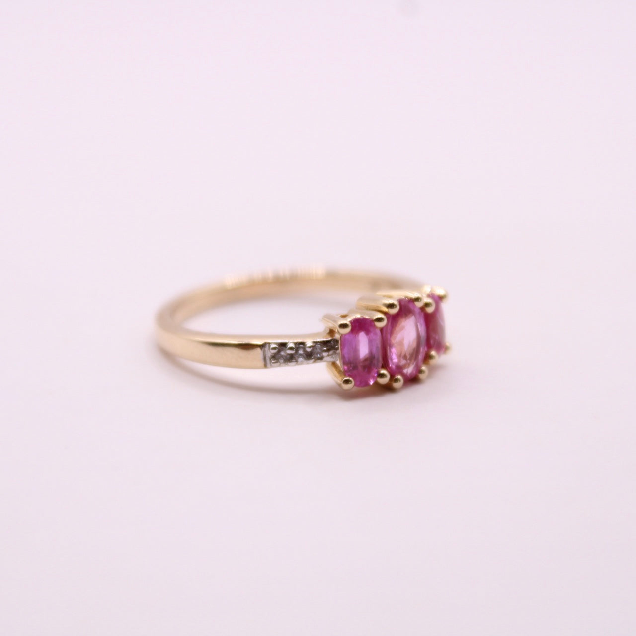 Pink Sapphire Trilogy Ring