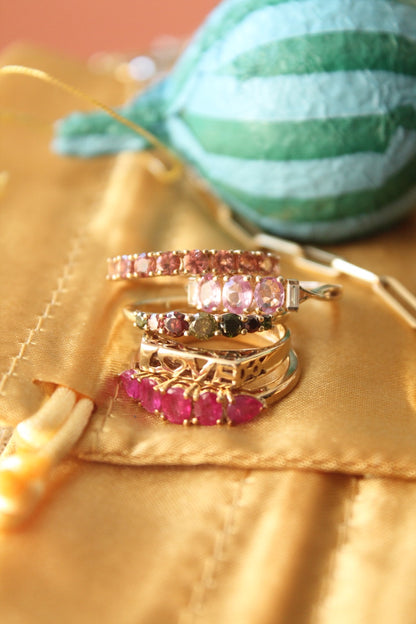 Pink Sapphire Trilogy Ring