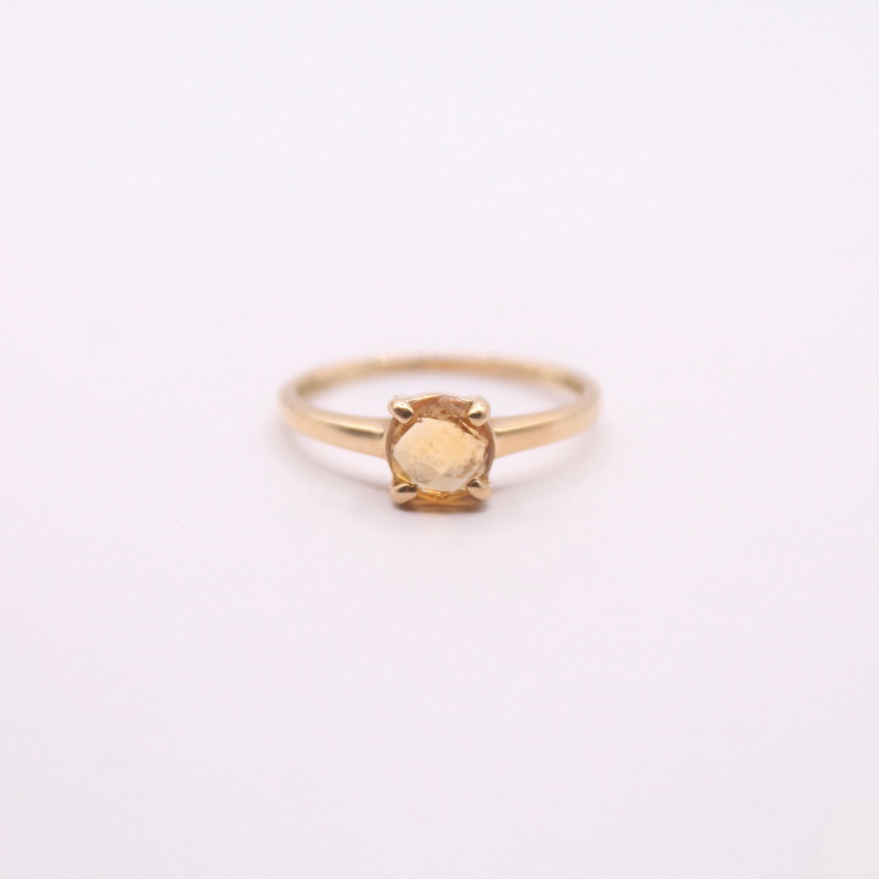 Rose Cut Single Citrine Ring