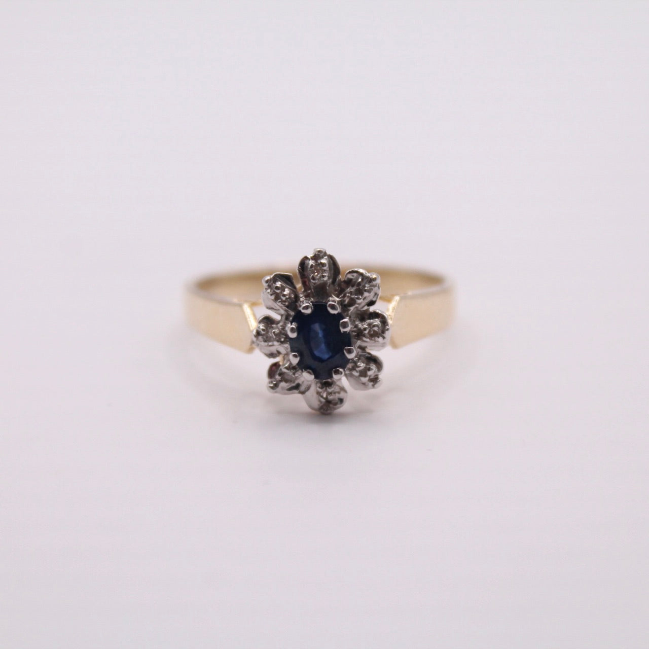 Sapphire & Diamond Lady Di Flower Ring