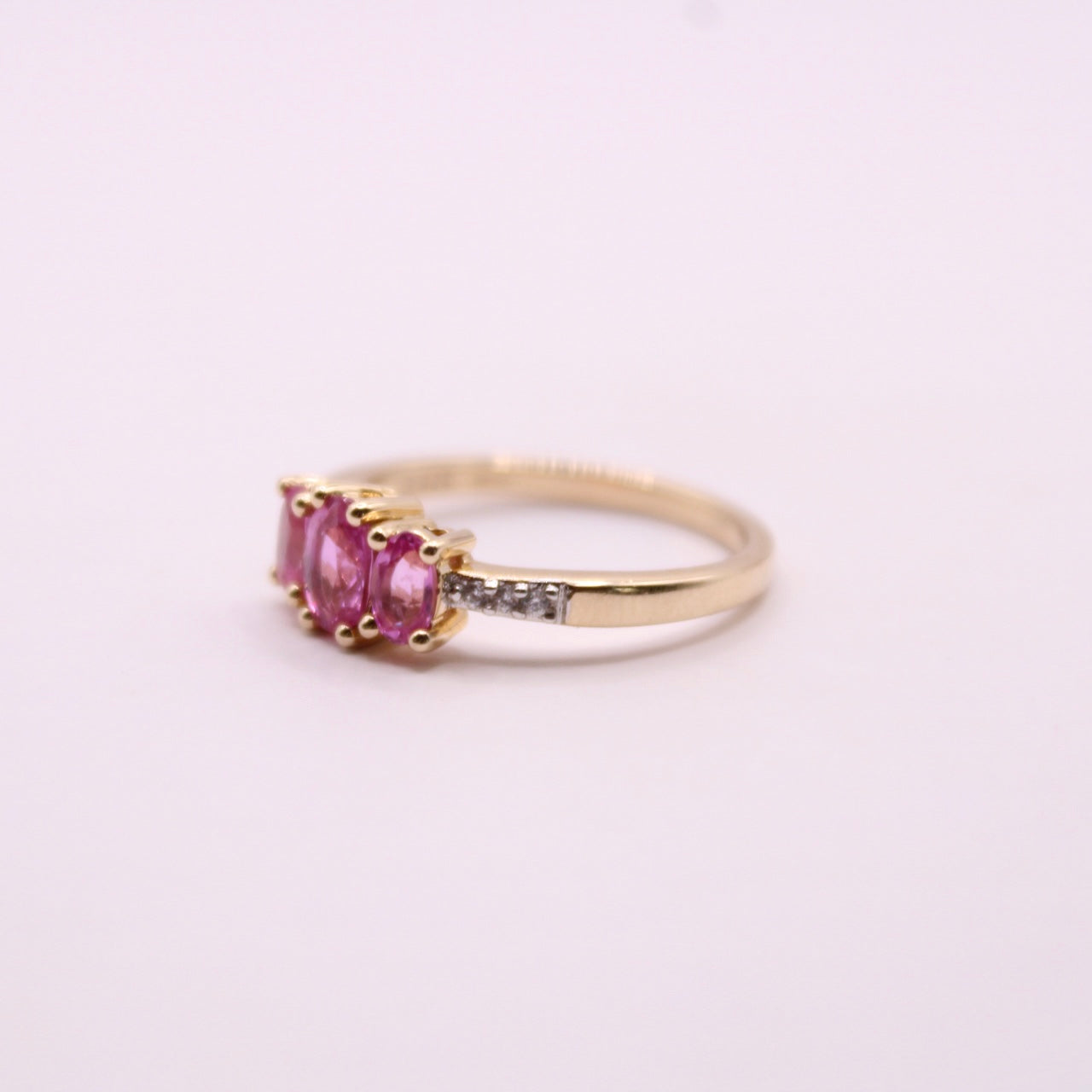 Pink Sapphire Trilogy Ring