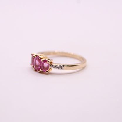 Pink Sapphire Trilogy Ring