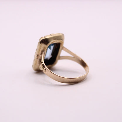Decorated Aquamarine Statement Ring
