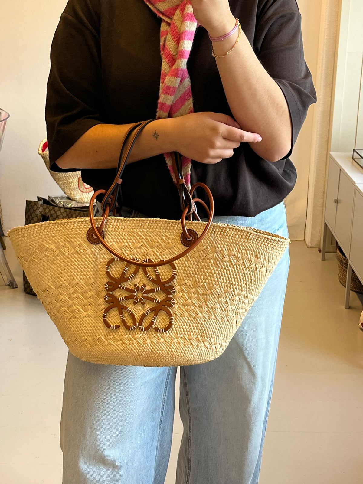 Loewe Anagram Raffia Tote Bag