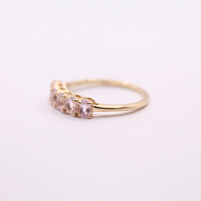 Pink Topaz Row Ring