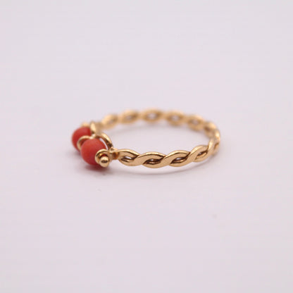 Braided Coral Duo Ring
