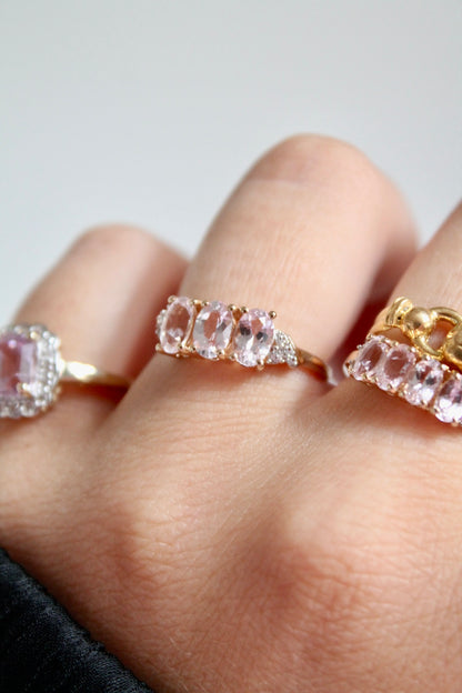 Pink Topaz Trilogy Ring