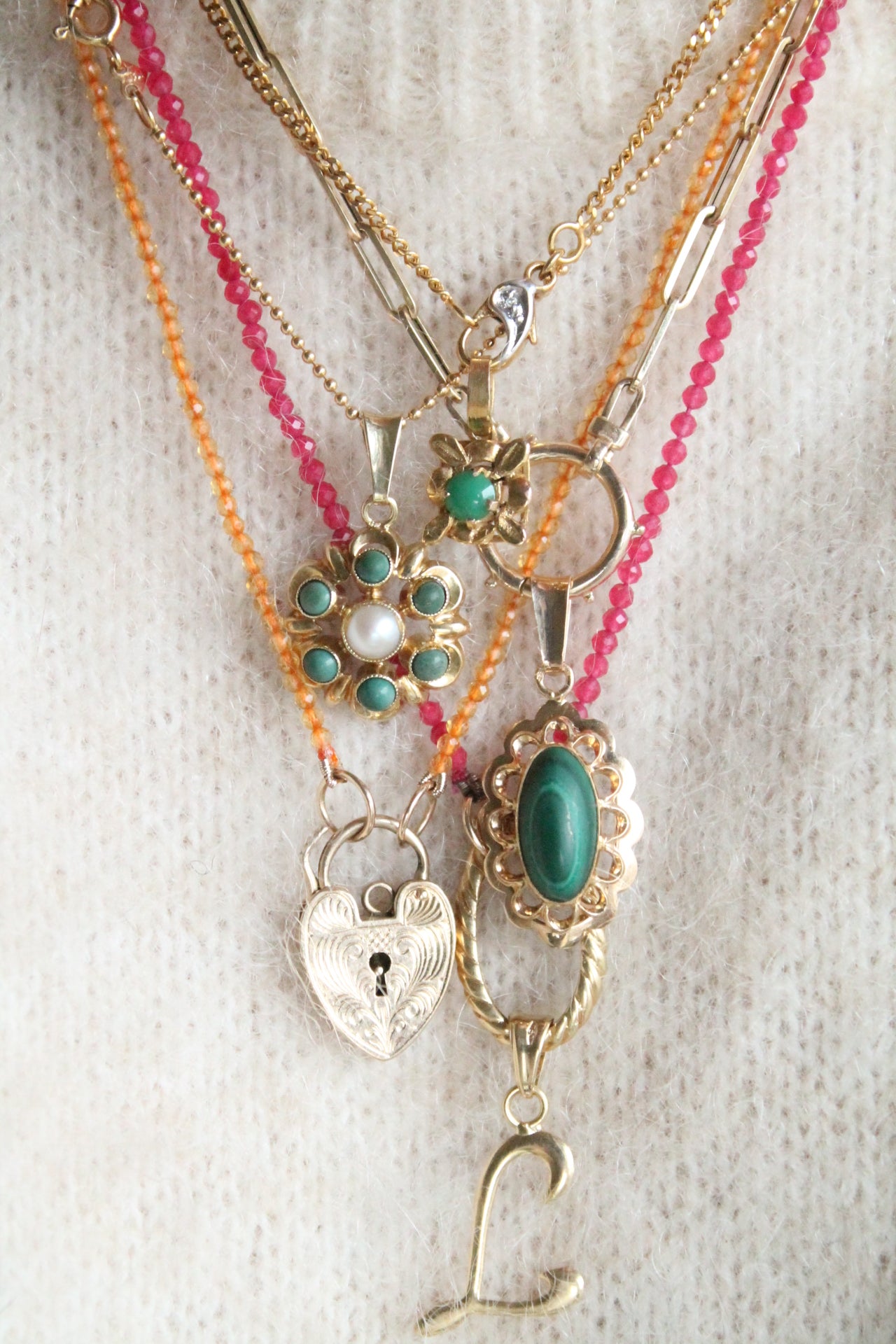 Turquoise & Pearl Flower Pendant