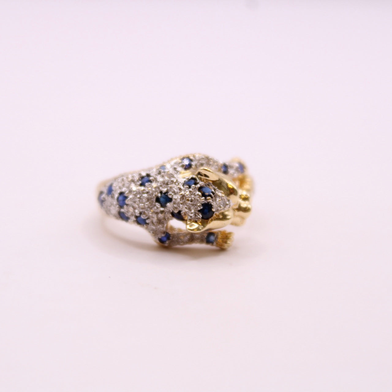 Sapphire, Diamond & Emerald Leopard Ring
