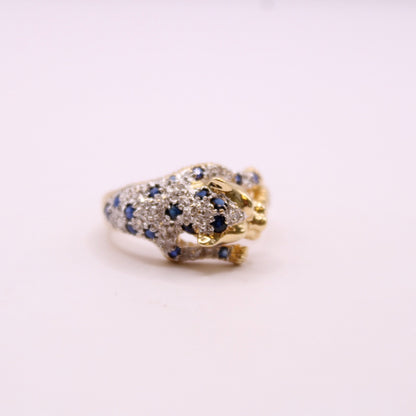 Sapphire, Diamond & Emerald Leopard Ring