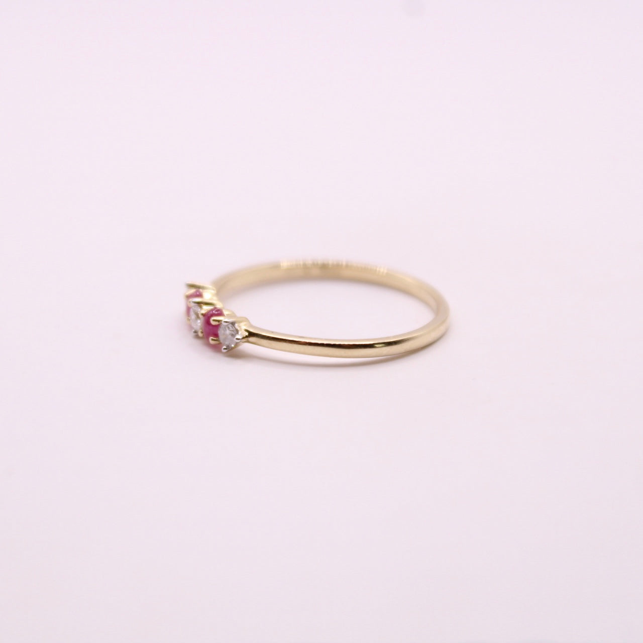 Cabochon Ruby & Canadian Diamond Row Ring