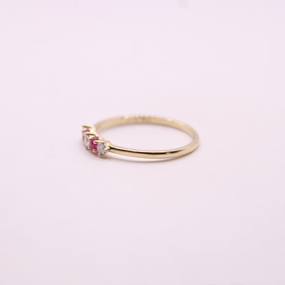 Cabochon Ruby & Canadian Diamond Row Ring