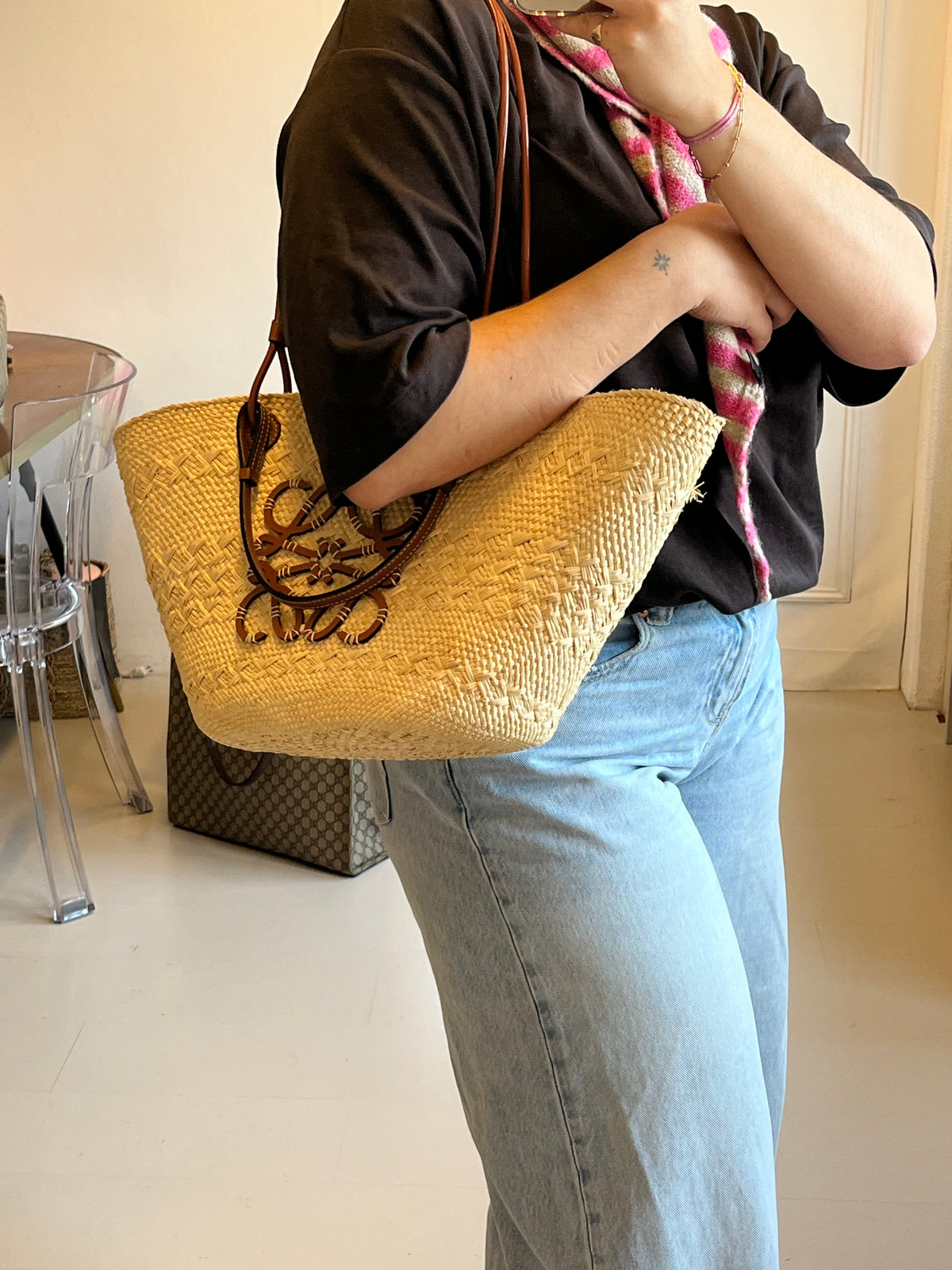 Loewe Anagram Raffia Tote Bag