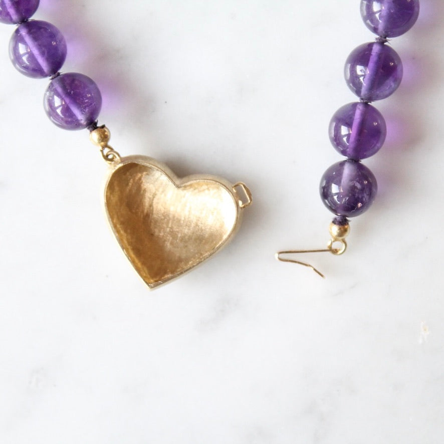 Heart Lock Amethyst Necklace